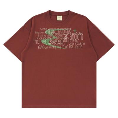 个性英文堆叠印花短袖T恤衫男女