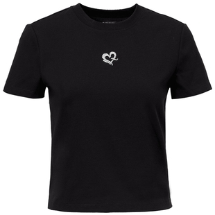 商场同款FF||仿佛夏季款款黑色T恤女短袖圆领印花宽松气质