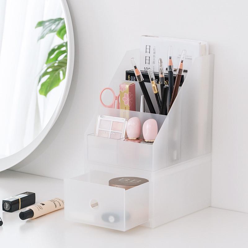 桌面抽屉式收纳盒办公室文具整理简约透明多层塑料自由组合收纳柜