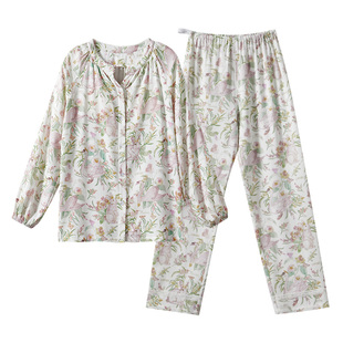 【艺术家联名】嫚熙春秋孕妇弹力丝麻棉睡衣产妇胸垫月子服家居服