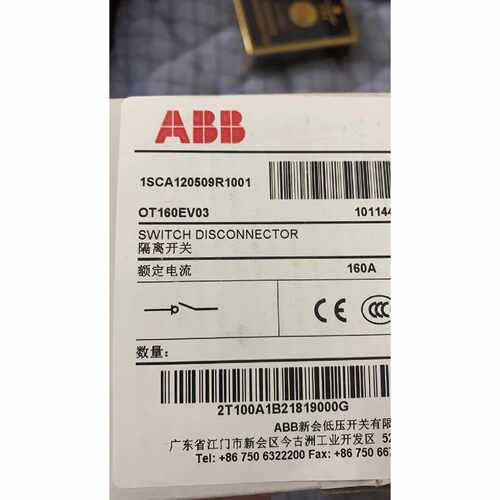 议价OT160EV03全新原装ABB隔离开关1SCA120509R1001额定电流160A