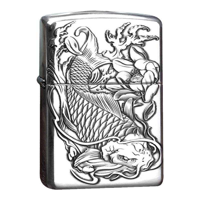 zippo打火机正品蚊版浮雕纯银鱼