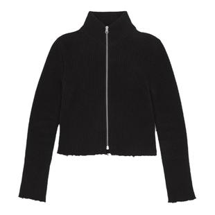 MM6半高领拉链简约休闲针织开衫外套长袖修身毛衣上衣