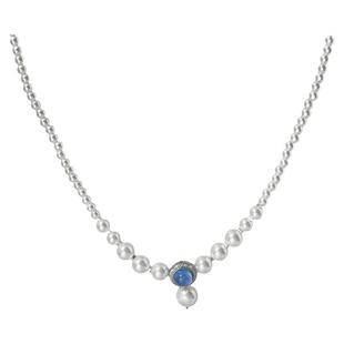 海宝蓝色珍珠项链女款秋冬轻奢小众高级感锁骨链法式气质百搭配饰