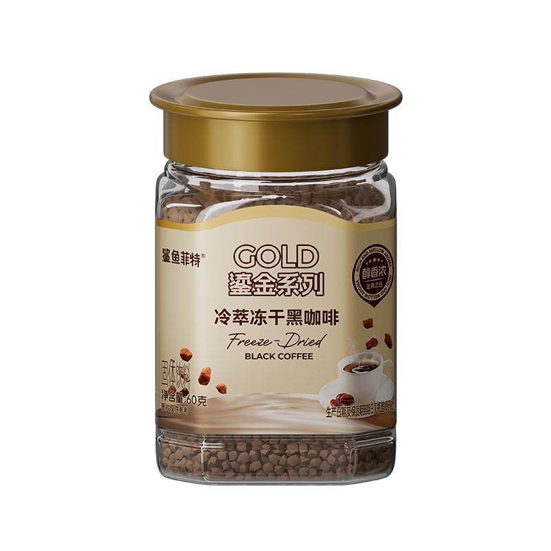 鲨鱼菲特冷萃冻干黑咖啡粉冰美式速溶云南小粒无蔗糖0脂肪拿铁52g