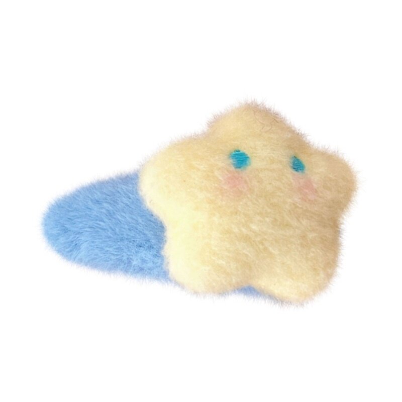 软妹奶黄毛绒绒星星月亮发夹发绳发饰