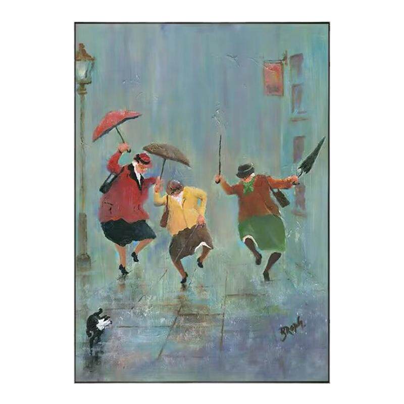 雨中舞动装饰画文艺复古北欧创意