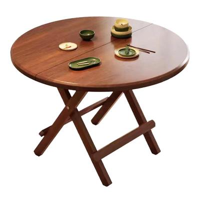 折叠桌家用餐桌吃饭桌子夜市摆摊圆桌仿实木出租房便携休闲阳台桌