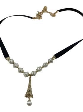 明星同款巴黎铁塔凯旋门珍珠项链