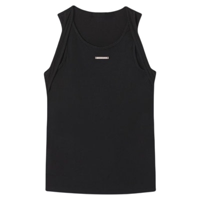 原创双层肩带设计感打底背心黑色