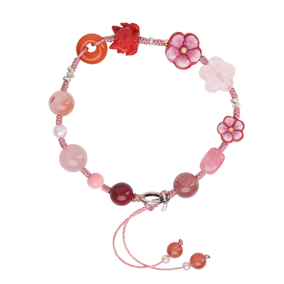 女粉晶桃花手绳手链新中式配饰