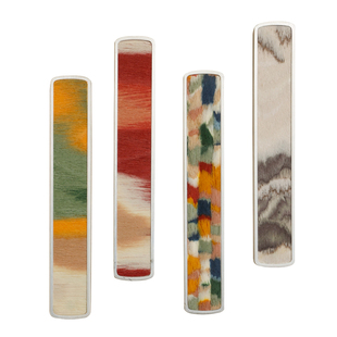 镀银木韵文镇 镇尺桌面摆件批发书法学生专用金属彩虹木韵文镇一对创意中国风压纸镇尺书法文房四宝书法专用