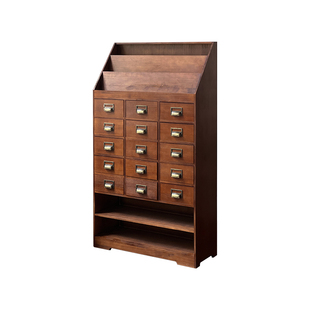 闻森家居美式复古斗柜实木杂志玄关柜抽屉客厅收纳储物中古风边柜