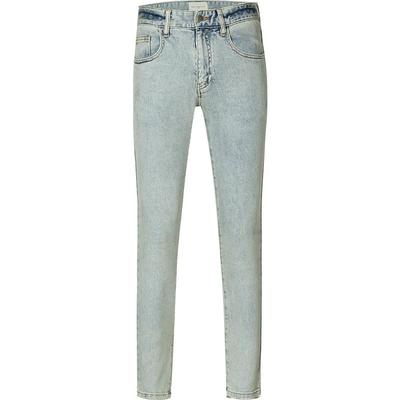 HIM汉崇 修身弹力锥形小脚牛仔裤男 复古淡蓝色破洞做旧 2025秋季