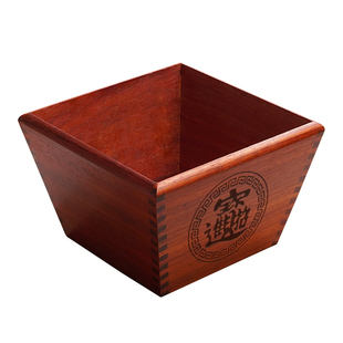 老式实木米斗桌面收纳盒杂物收纳仿古米升子结婚开业摆件招财斗金