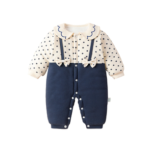 加厚冬季280g棉婴儿连体衣保暖夹棉外套宝宝哈衣纯棉衣服婴儿爬服