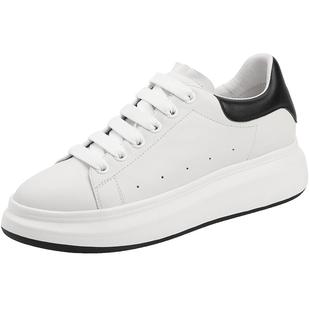 百丽男士休闲真皮商务小白鞋冬季运动鞋厚底增高板鞋加绒A0615AM2