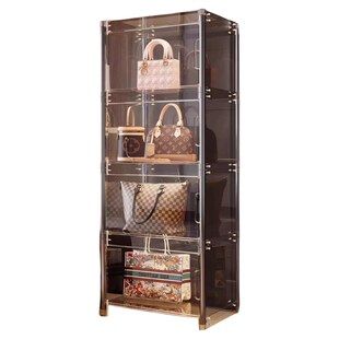 包包收纳神器透明展示柜家用收纳盒防尘落地带灯奢侈品置物包包架