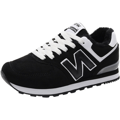 休闲平底圆头韩版加绒运动鞋女