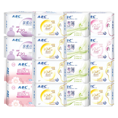 abc卫生巾棉柔日用240mm超薄姨妈女整箱批发组合装正品官方旗舰店