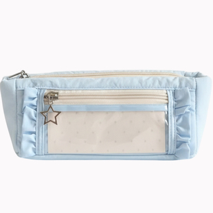 ins风透明蓝色多层大容量笔袋女生2026新款文具盒高颜值铅笔盒