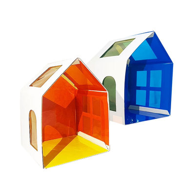 幼儿园光影房子美术墙玻璃纸装饰