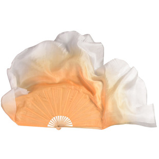 真丝舞蹈扇子跳舞扇香槟渐变色古典舞道具胶州秧歌扇广场舞长绸扇