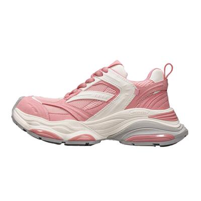 Wander Around 漫行2024年新款春夏烟粉色做旧老爹鞋透气运动鞋女