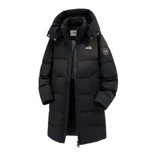 JEEP吉普长款加厚连帽羽绒服男冬2025户外防寒防风保暖90鸭绒外套