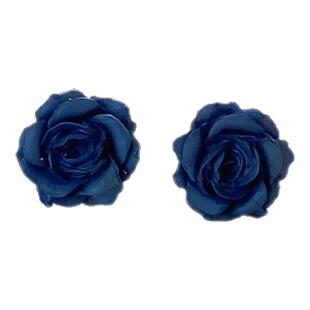 925纯银针紫色玫瑰花朵耳钉女小众设计感耳环睡觉免摘除耳饰通勤