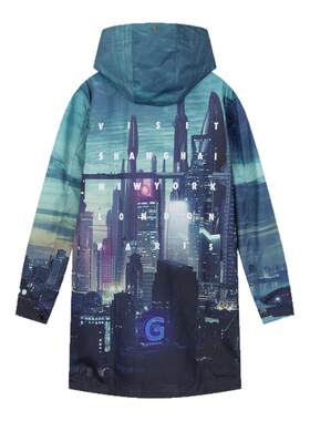 GIVENCHY 秋冬新品男士图案印花拉链中长款连帽夹克外套 301604