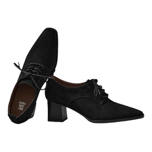 西村名物复古系带乐福鞋女2026春季新款老钱风布洛克棕色深口单鞋