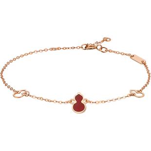 明牌珠宝18K金妙吉祥手链 玫瑰金葫芦彩金玉髓手饰情人节CSK0071