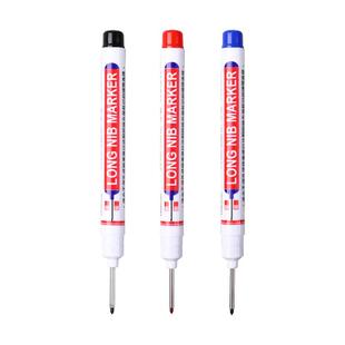 长头记号笔油性木工专用瓷砖特殊用途工地长嘴黑色深孔划线细加长画线计号笔深色板材打孔防水防油白色不掉色