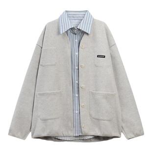 高级感灰色开衫秋冬新款大码胖mm薄款上衣休闲卫衣外套女百搭夹克