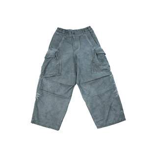 吉考斯工业Fear the Unknown 克苏鲁脏染直筒休闲裤抽绳宽松长裤