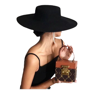 白色法式赫本风平顶礼帽女复古男款英伦驼色黑色骑士宽檐毛呢帽子