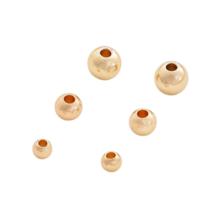 美国14K包金保色光面圆珠隔珠金珠diy手工项链手链串珠首饰品配件