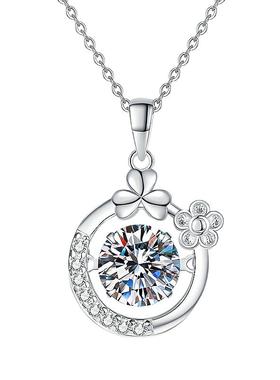 S925纯银莫桑石吊坠项链