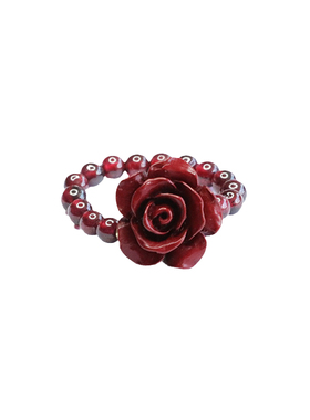 朱砂戒指紫金砂玫瑰花石榴石女人石指环女士气质简约饰品戒圈礼物