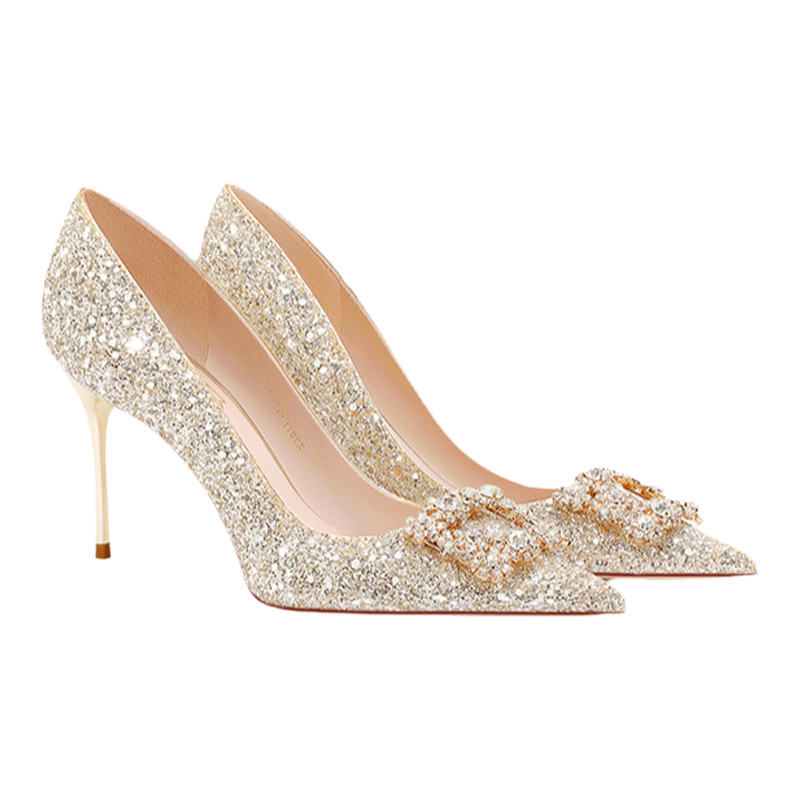 爱丽拉绝美婚鞋女款2025新款禾秀主婚纱两穿新娘水晶高跟鞋不累脚