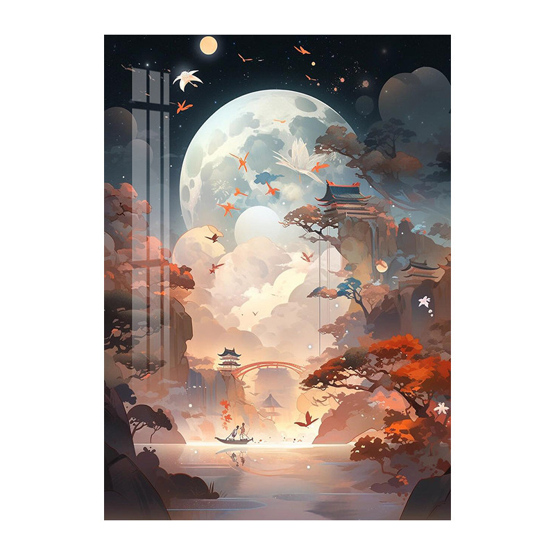 月湖秋韵钻石画2025年新款中秋节无聊解闷手工5d十字绣粘贴水晶钻