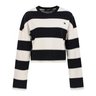 HAVVA棉润舒适松弛感宽条纹短款长袖T恤女打底衫2026春季T3-2958