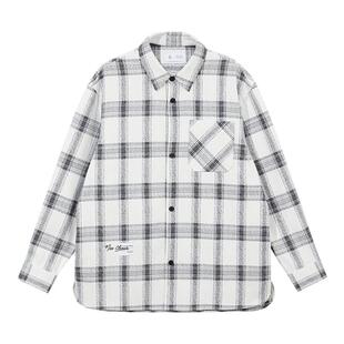 杰克琼斯春秋男士商务休闲舒适宽松经典黑白格子衬衫外套上衣男装