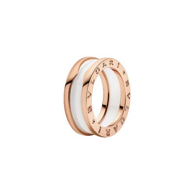 【自营】中古98新宝格丽B.ZERO1系列白色陶瓷玫瑰金双环戒指镀金