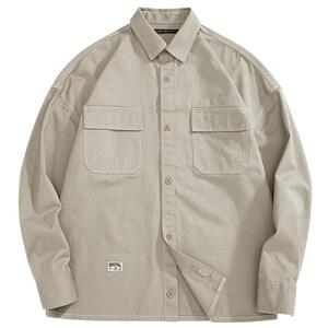 太平鸟男装 2023秋季新款明辑线工装外穿式长袖衬衫男士休闲上衣