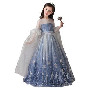女童礼服儿童迪士尼公主裙爱莎冰雪奇缘主持人生日加冕裙演出服夏