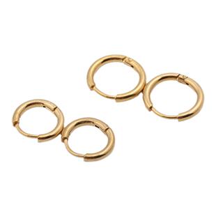 不掉色钛钢不锈钢18K金圆形耳扣加粗耳夹耳钩手工制作耳环diy配件