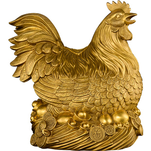 黄铜鸡摆件公鸡母鸡一对金鸡下蛋客厅玄关卧室吉祥物生肖鸡大号
