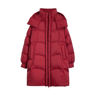 【保暖90白鸭绒】Desigual宽松茧型连帽长袖女士羽绒服